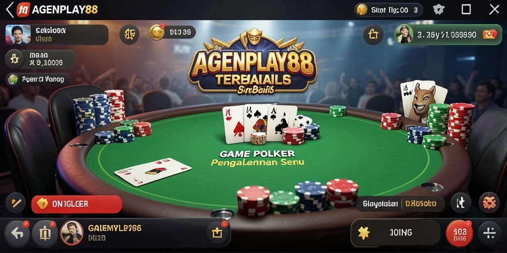Tangkapan layar AGENPLAY88 menampilkan gameplay poker yang seru dan interaktif.