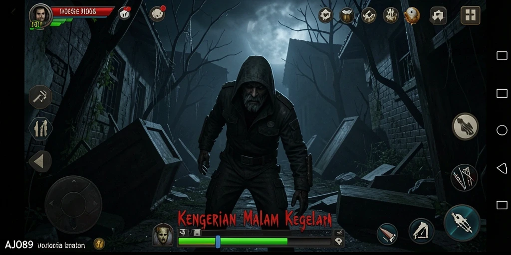 Tangkapan layar menampilkan suasana mencekam dari gameplay AJO89.