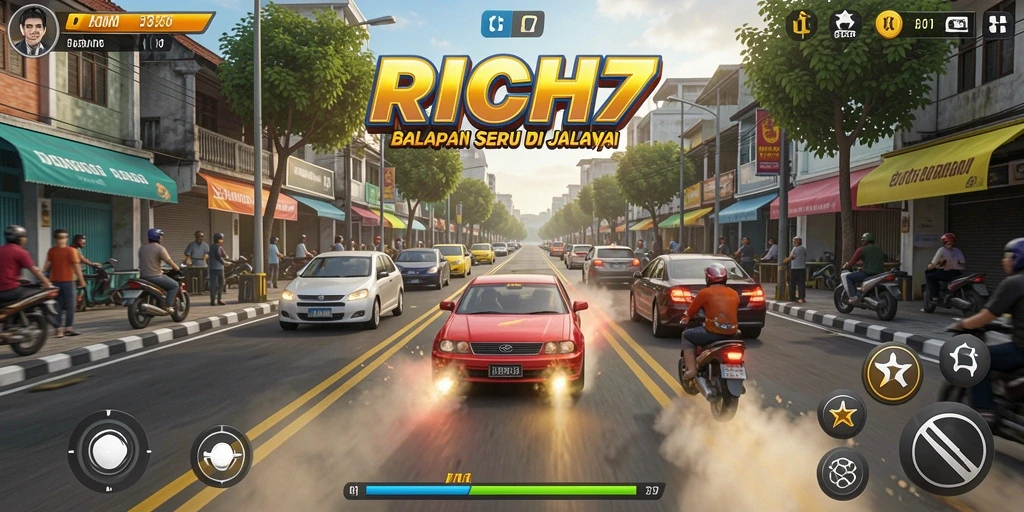 Gameplay mendebarkan dengan kecepatan tinggi dan drift tajam.