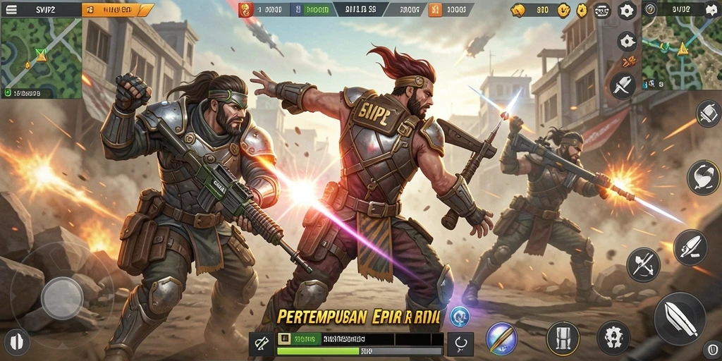Screenshot utama SVIP2 menunjukkan intensitas pertempuran Battle Royale.