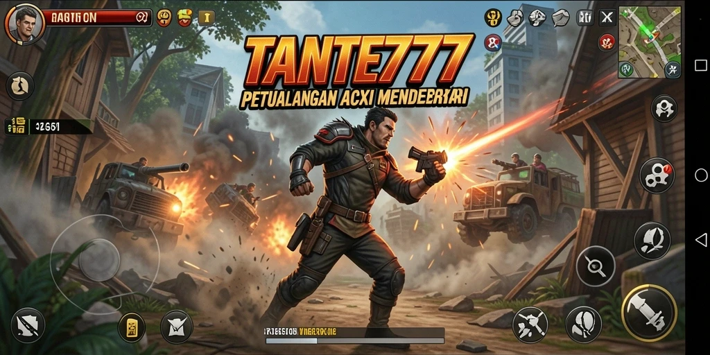 Screenshot menampilkan aksi seru karakter dalam game TANTE777.
