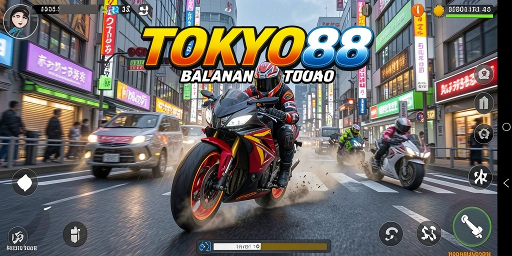 Gameplay seru balapan motor di jalanan Tokyo.
