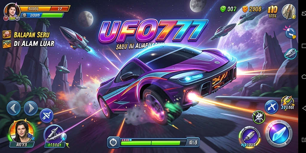 Screenshot game UFO777 menampilkan balapan luar angkasa yang mendebarkan.